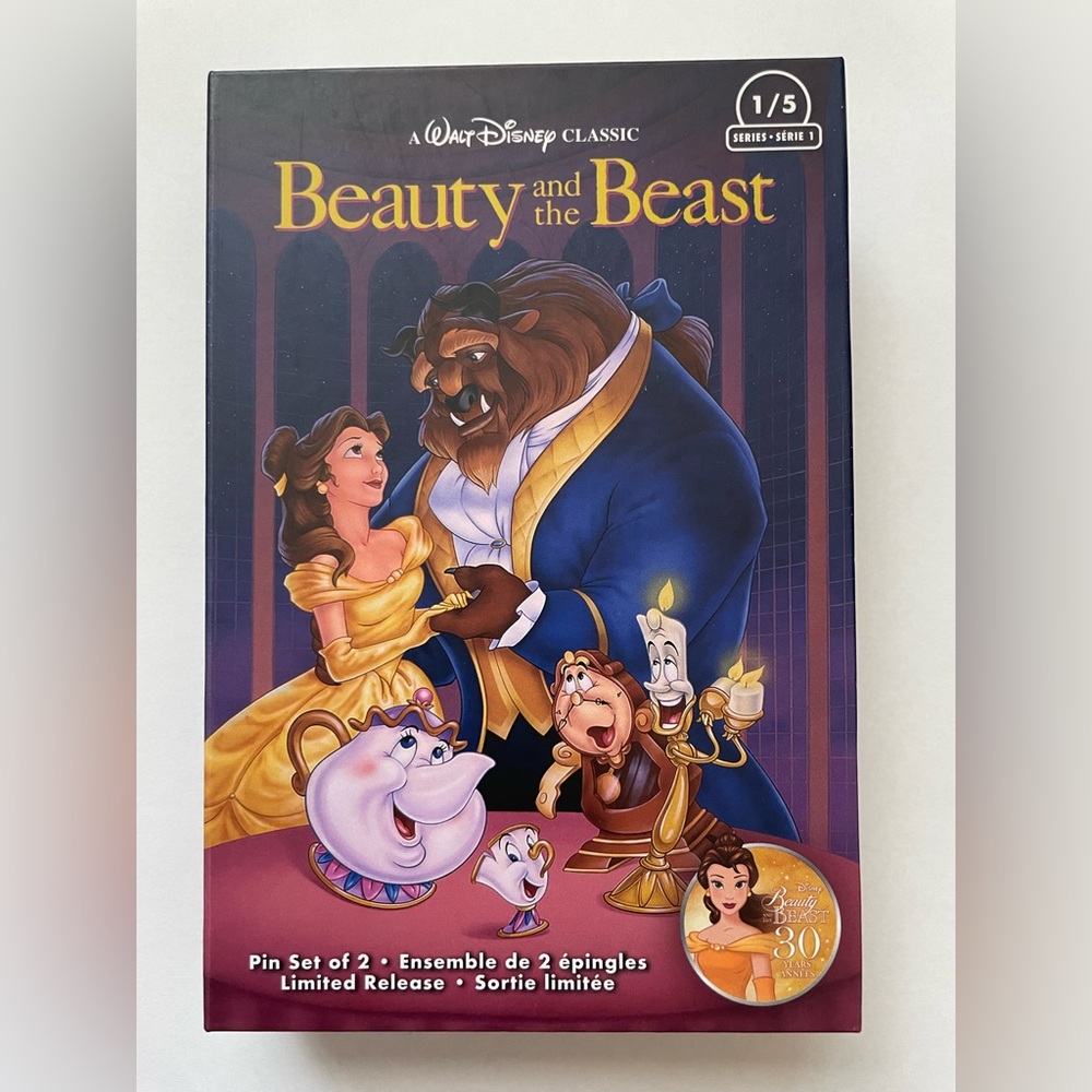 Disney Limited Release Beauty and the Beast 30th Anniversary VHS Enamel Set